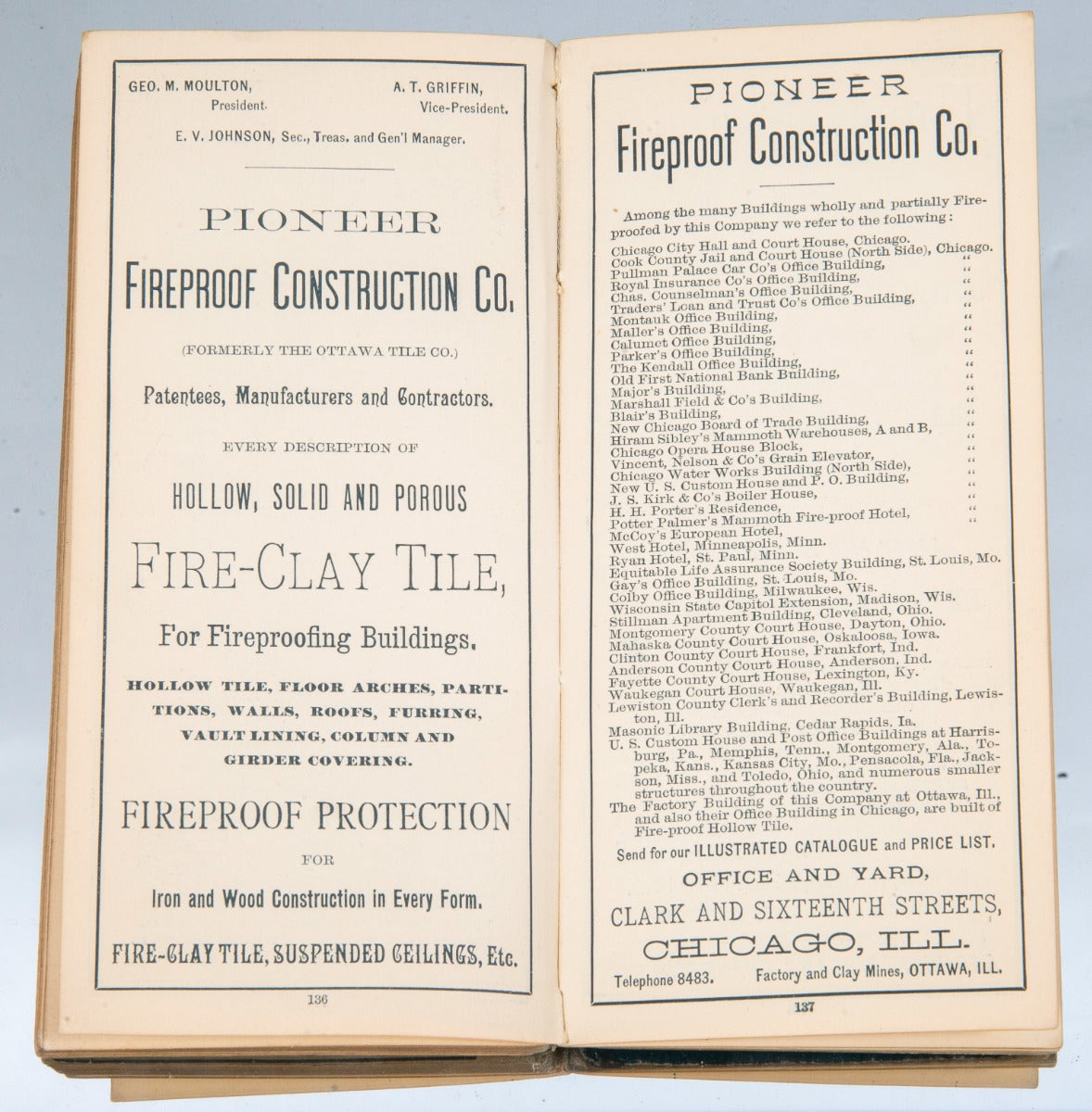 rare and highly sought after 1886 chicago-based union foundry company catalog with john edelamnn-designed ornament
