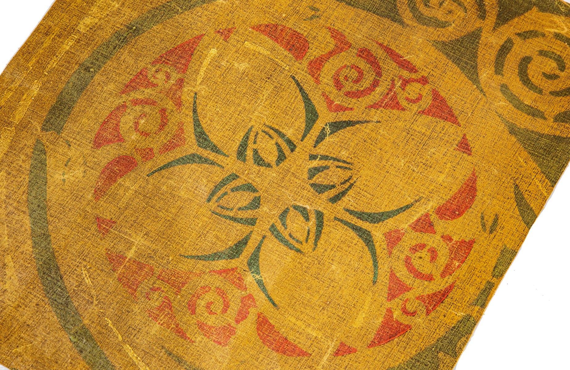 original healy and millet-designed polychromatic canvas stencil fragment from theodore link's union station in st. louis