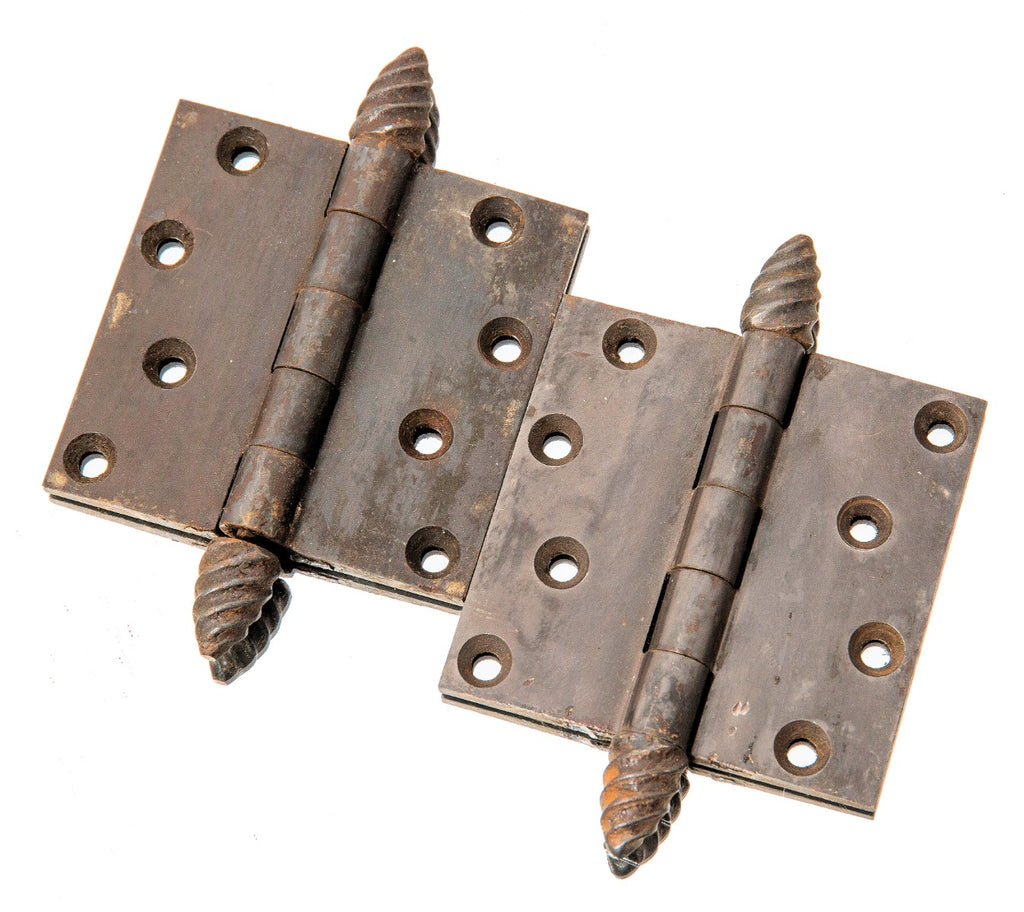 matching set of john wellborn root-designed 1888 cast iron chicago rookery building office door hinges with bower-barff finish