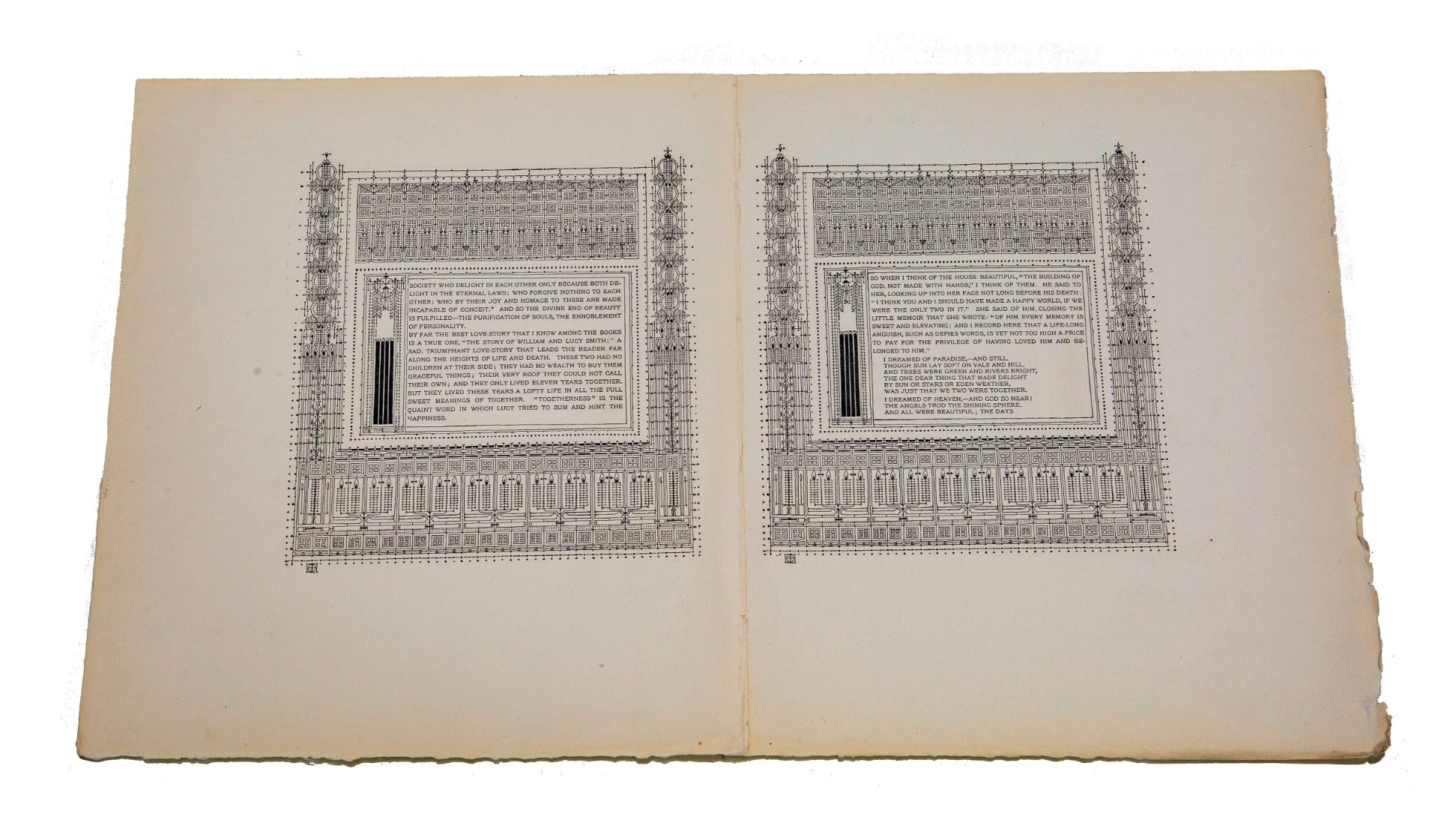 two original 1890s frank lloyd wright and william winslow auvergne press "house beautiful" book pages