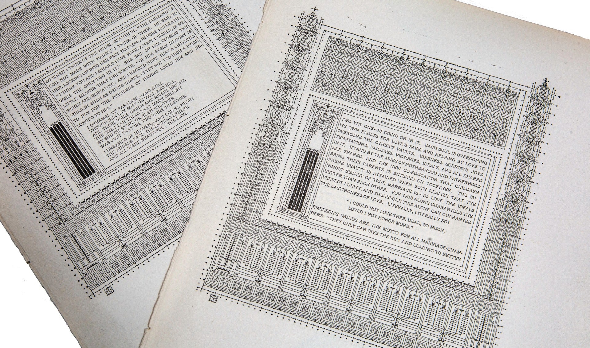two original 1890s frank lloyd wright and william winslow auvergne press "house beautiful" book pages