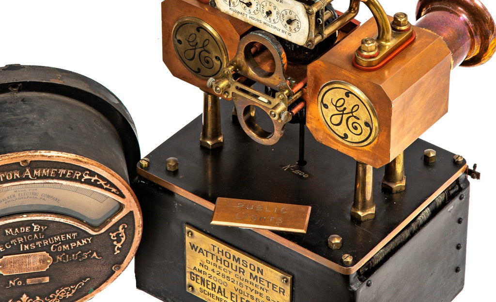 museum quality early 20th century 2000 amp direct current thomson watthour recording meter from pope building in chicago's printer's row