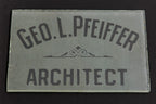 rare museum-quality 19th or early 20th century custom office door plate glass panel for notable chicago architect george l. pfeiffer