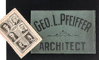 rare museum-quality 19th or early 20th century custom office door plate glass panel for notable chicago architect george l. pfeiffer