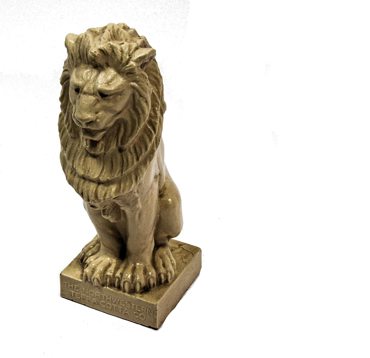 rare early 20th century white glazed rearing lion terra cotta salesman sample by or for the northwestern terra cotta company