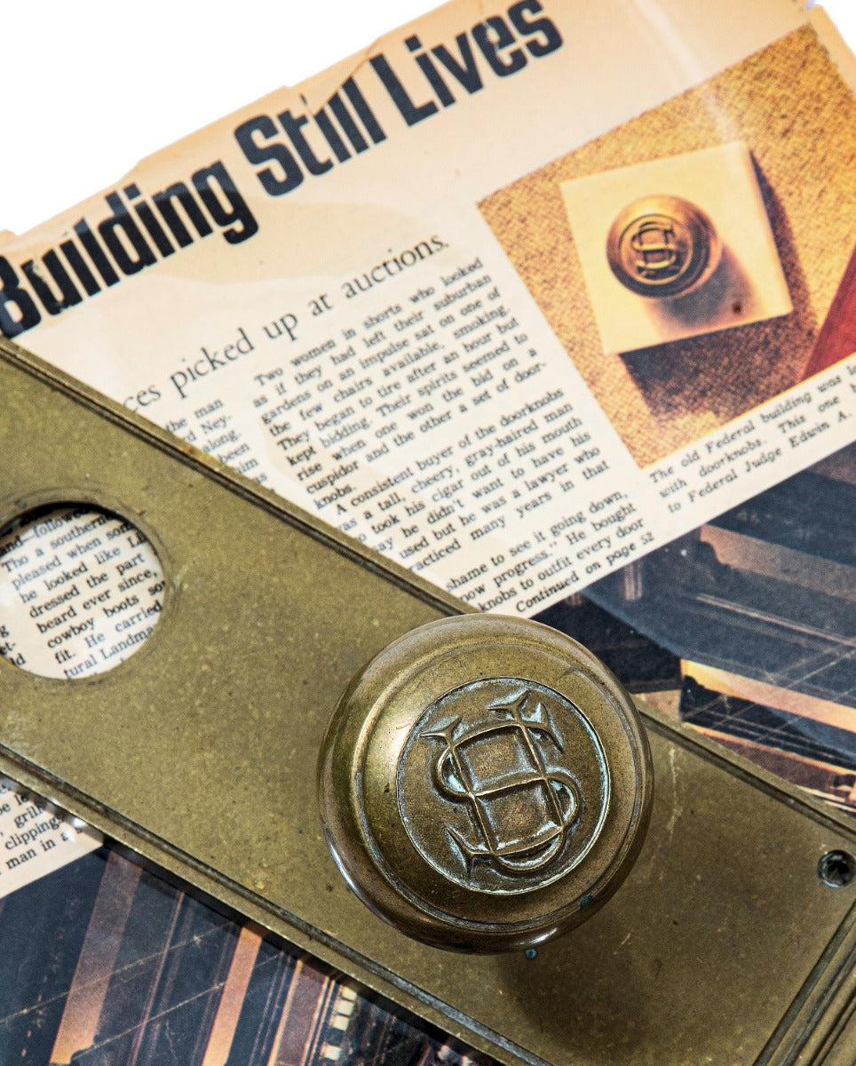 rare late 19th or early 20th century custom-designed cast brass hardware salvaged from henry ives cobb's federal building or post office