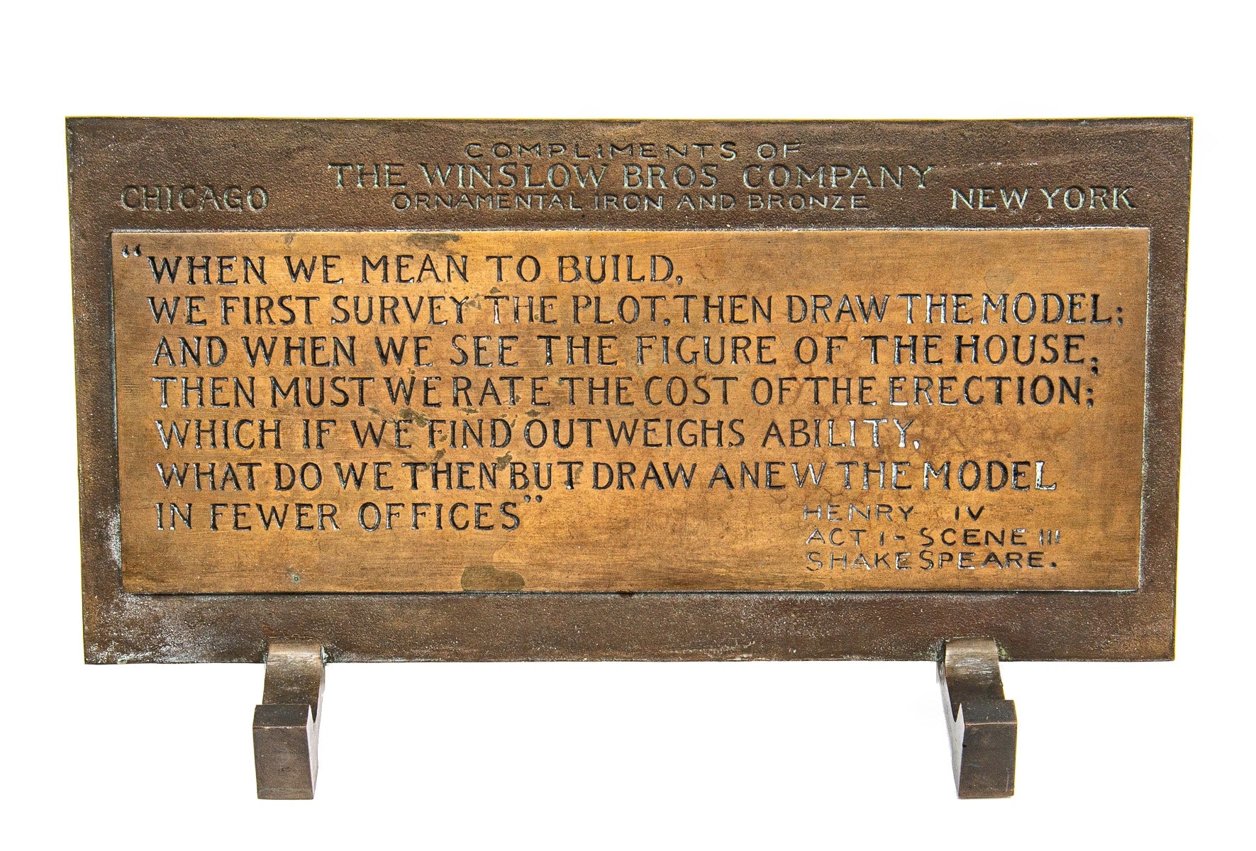 rare early 20th century two-tone cast brass and bronze winslow brothers salesman sample