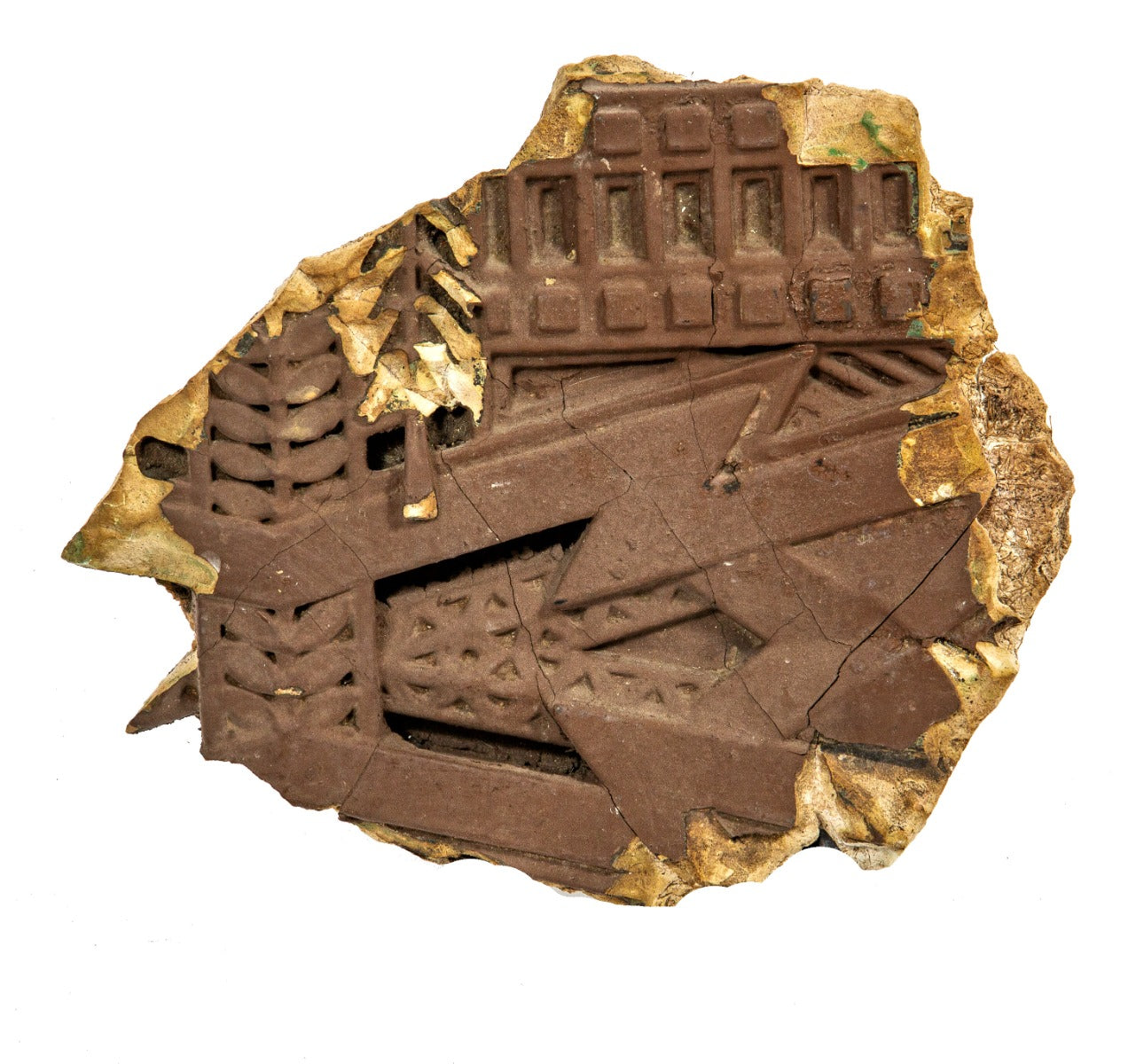 original 1902 museum quality susan lawrence dana house exterior "sumac" pattern cast staff painted panel fragment