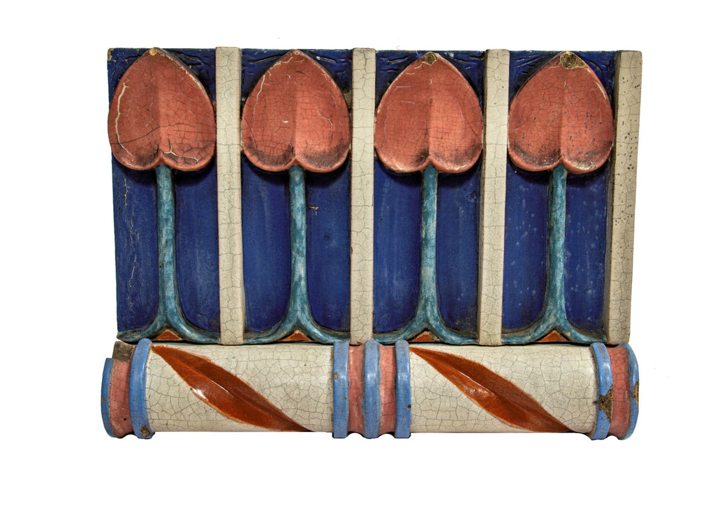 original george kingsbury and fritz albert-designed polychrome terra cotta salvaged from reebie warehouse cornice