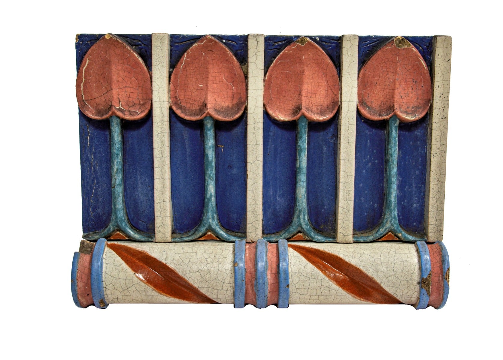 original george kingsbury and fritz albert-designed polychrome terra cotta salvaged from reebie warehouse cornice