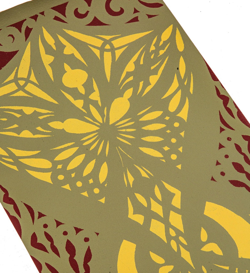 hand-painted polychromed stencil on canvas recreated for exhibit on adler and sullivan's 1892 schiller building or garrick theater