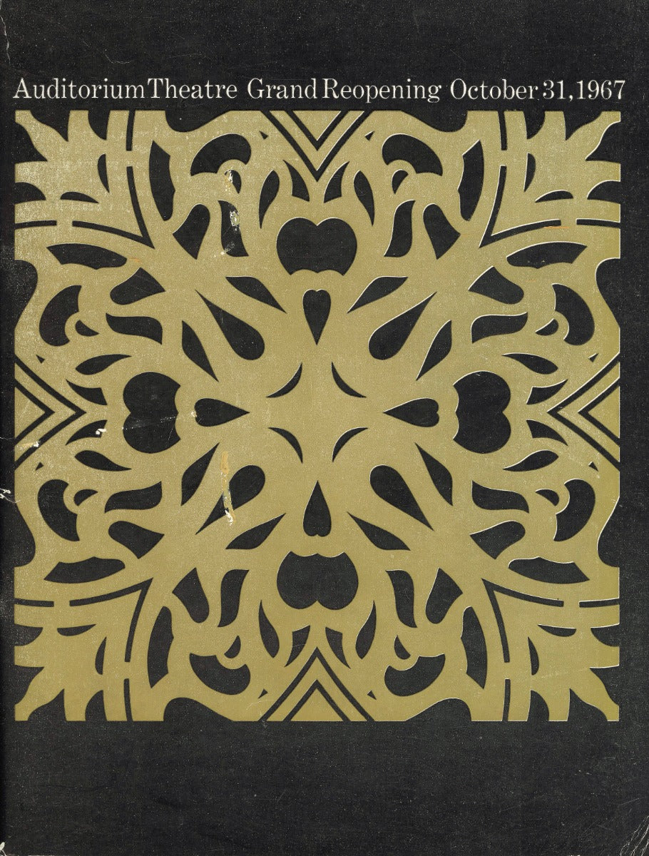 original 1967 staple-bound adler and sulllivan auditorium theater (1889) reopening dedication booklet