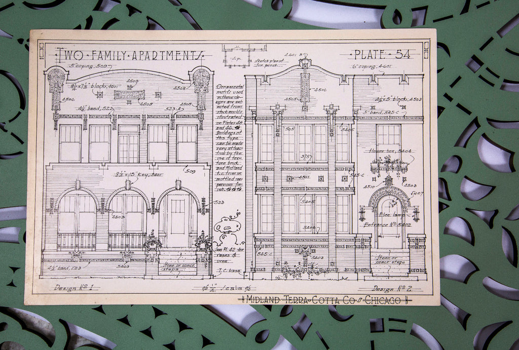 collection of seldom found original early 20th century midland terra cotta company building ornament catalog plates