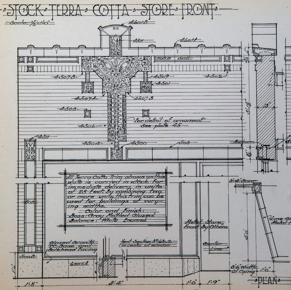 collection of seldom found original early 20th century midland terra cotta company building ornament catalog plates