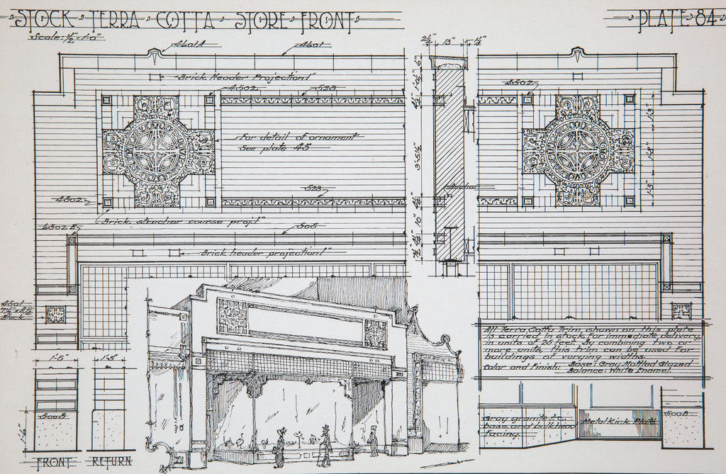 collection of seldom found original early 20th century midland terra cotta company building ornament catalog plates