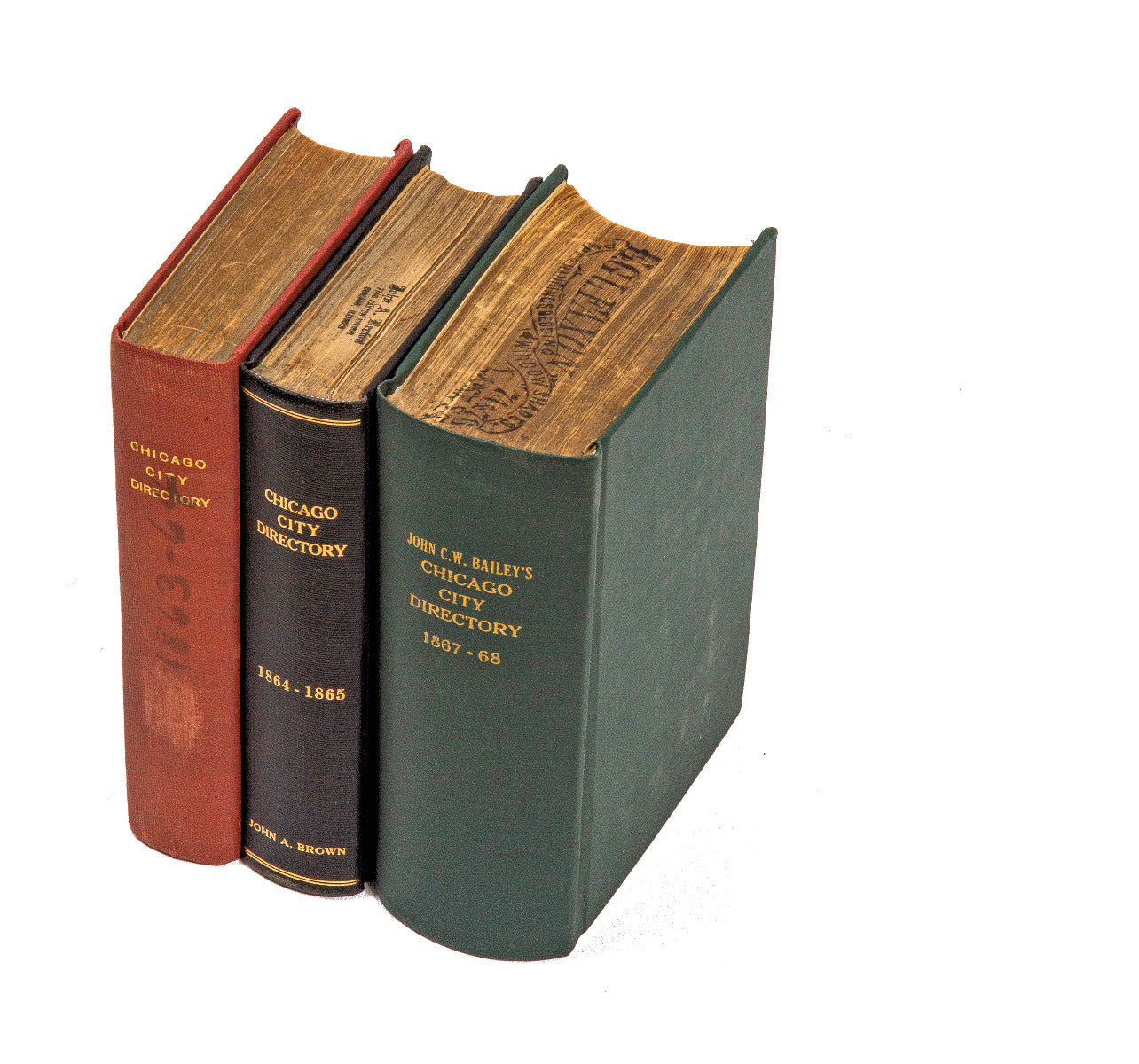 group of three rare pre-chicago fire city of chicago hardbound city directories