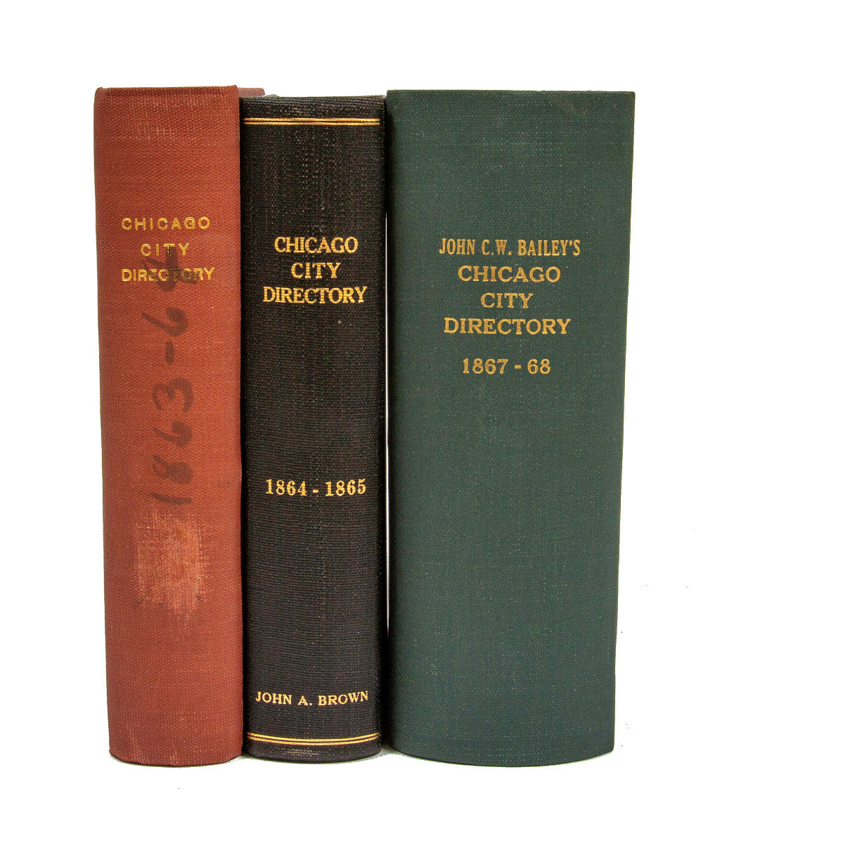 group of three rare pre-chicago fire city of chicago hardbound city directories