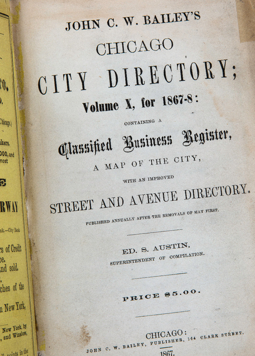 group of three rare pre-chicago fire city of chicago hardbound city directories