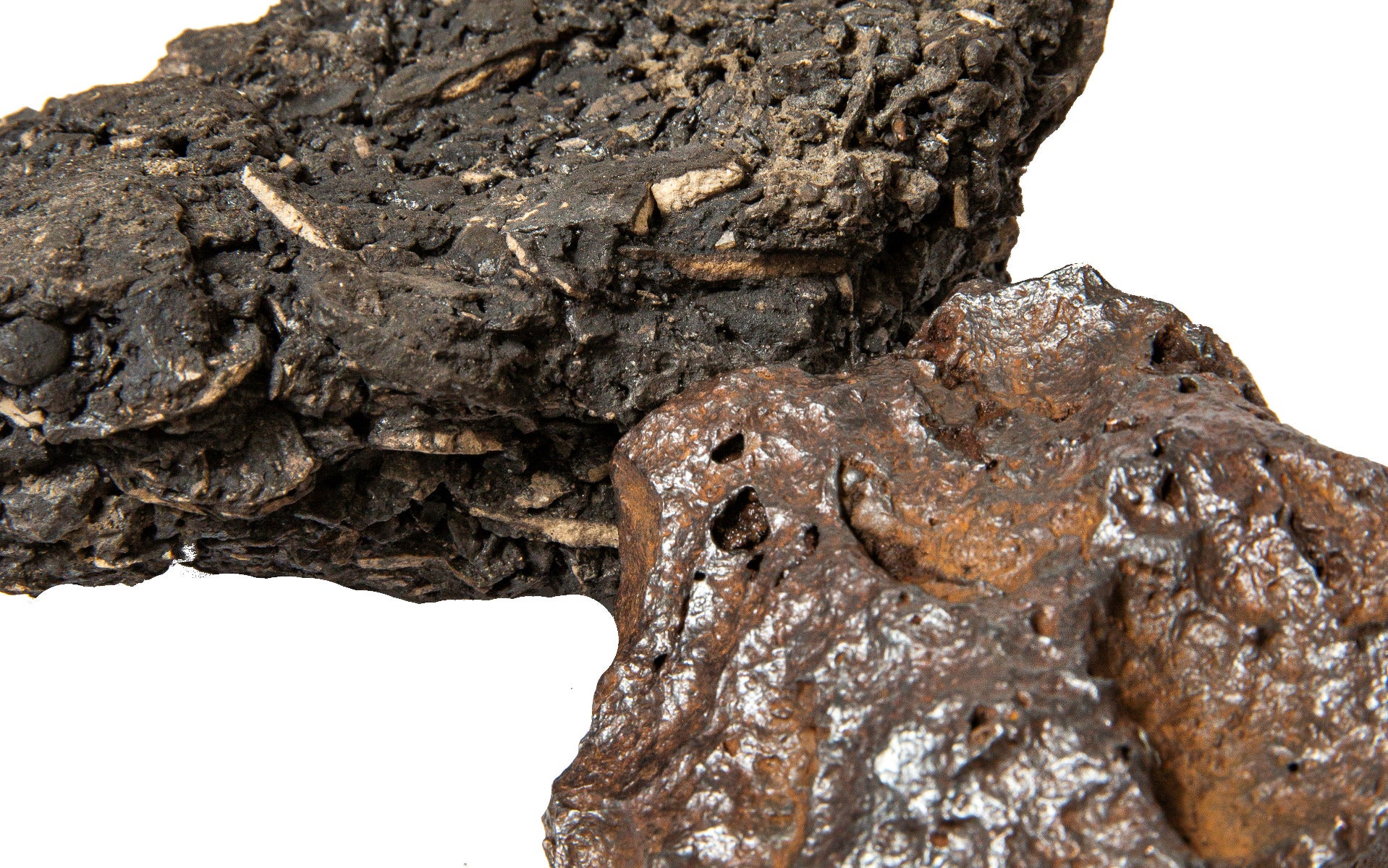 original 1871 great chicago fire melted iron and fused building stone fragments