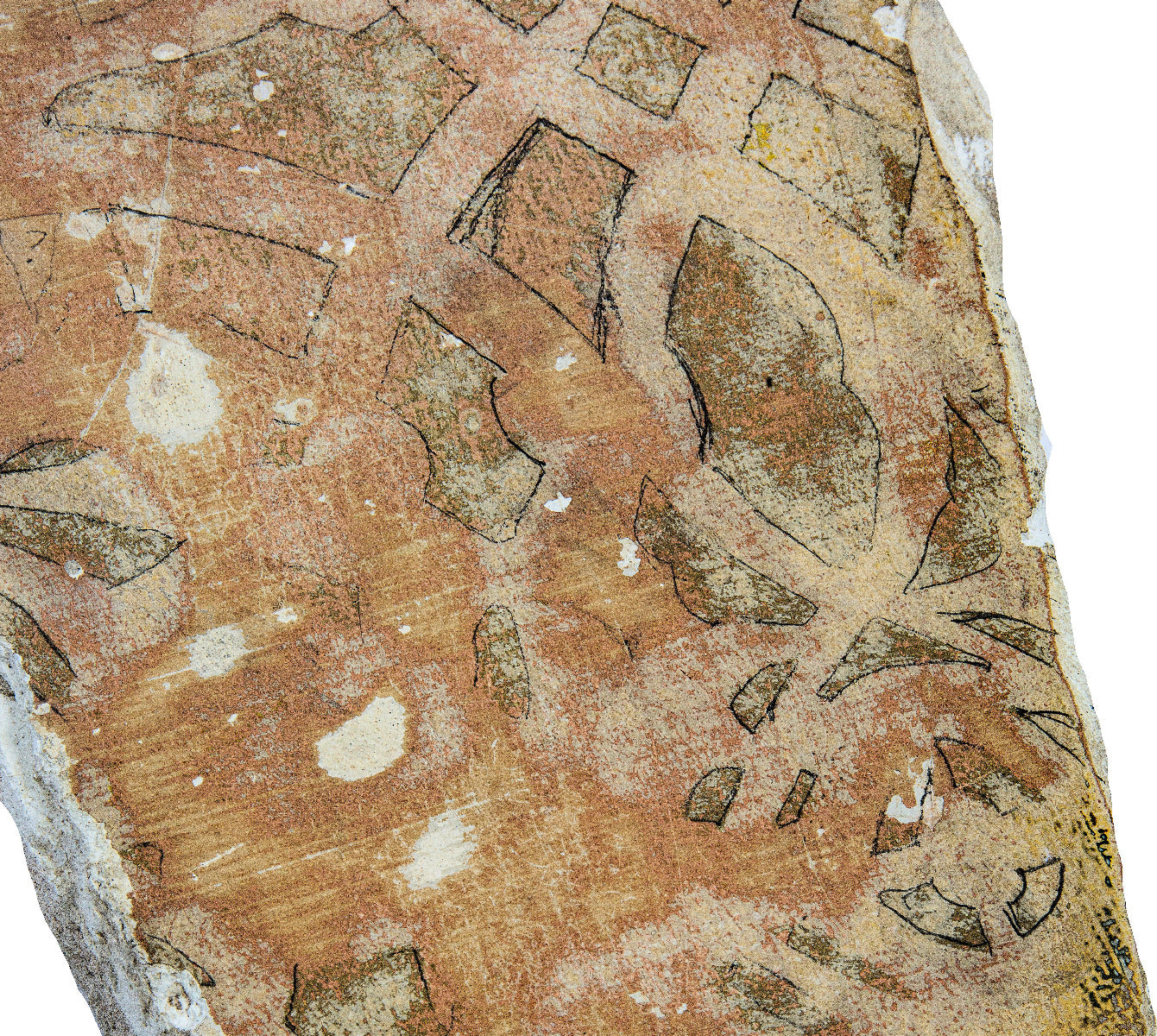 original hand-painted 1960s adler and sullivan schiller building or garrick theater test panel stencil on masonite