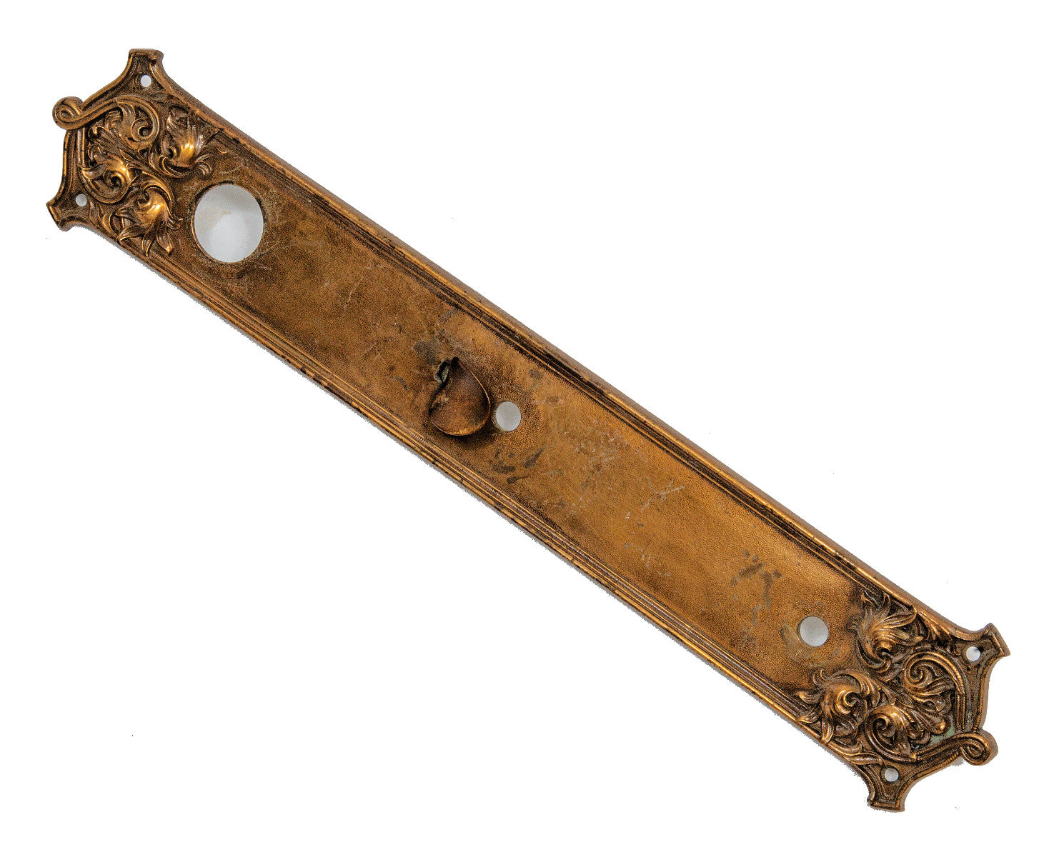 19th century burnam and root exterior cast bronze mills building entrance door thumblatch backplate