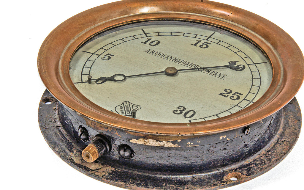 early 20th century oversized brass bezel american radiator company pressure gauge from reliance building