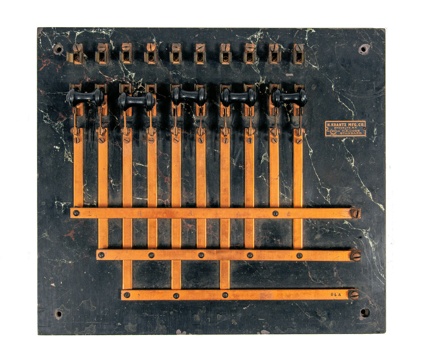 rare early 20th century new york city subway open-ended switchboard with faux marble panel