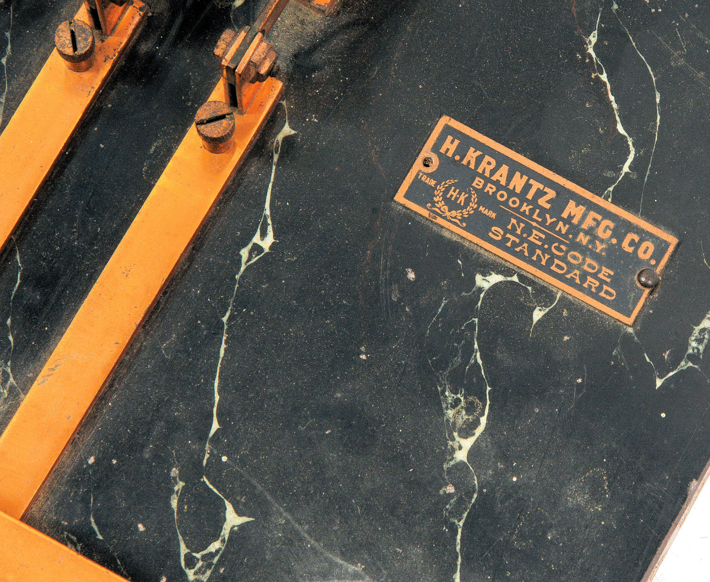 rare early 20th century new york city subway open-ended switchboard with faux marble panel