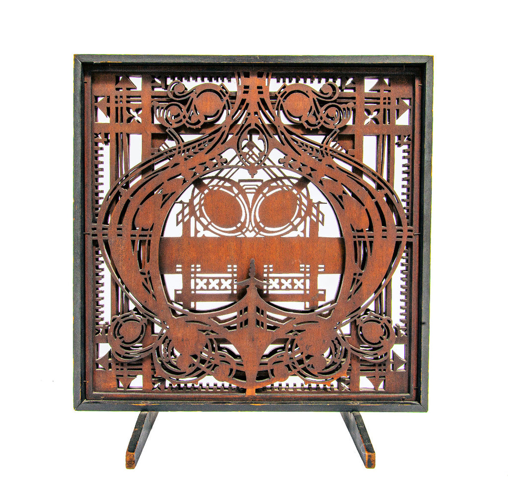 museum quality original george grant elmslie-designed five-ply mahogany wood screen module salvaged from louis h. sullivan's schlesinger & mayer department store