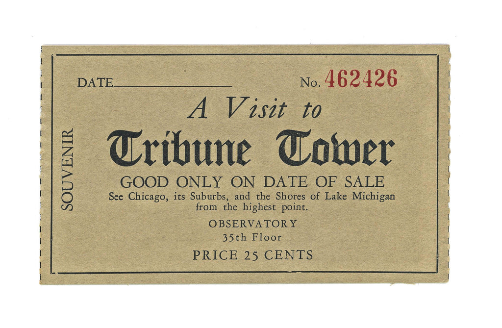 original chicago tribune tower building souvenir booklet and ticket to observation tower