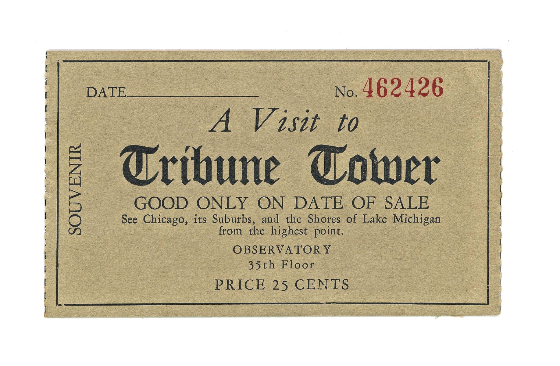 original chicago tribune tower building souvenir booklet and ticket to observation tower