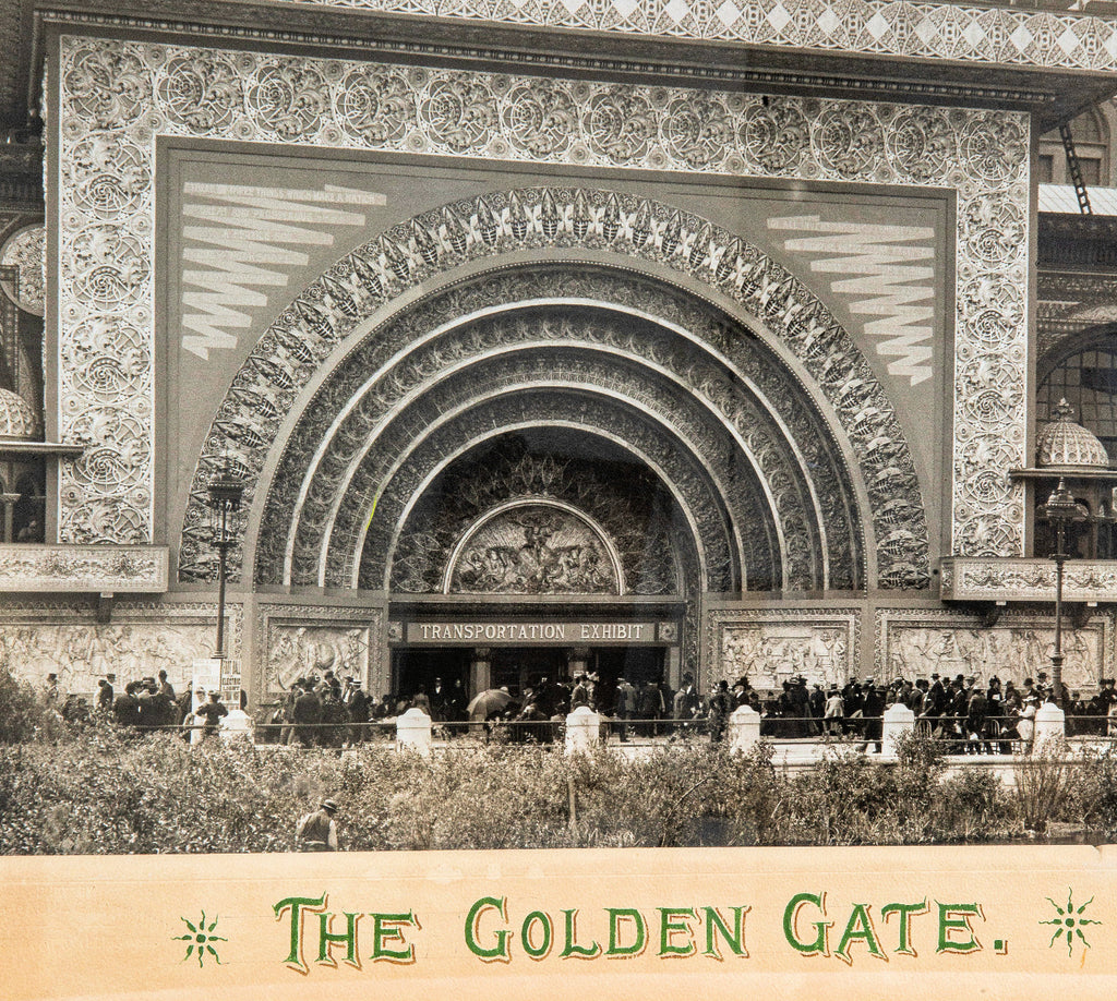 oversized 1893 framed and matted photographic print of adler and sullivan's transportation building golden door at world's columbian exposition