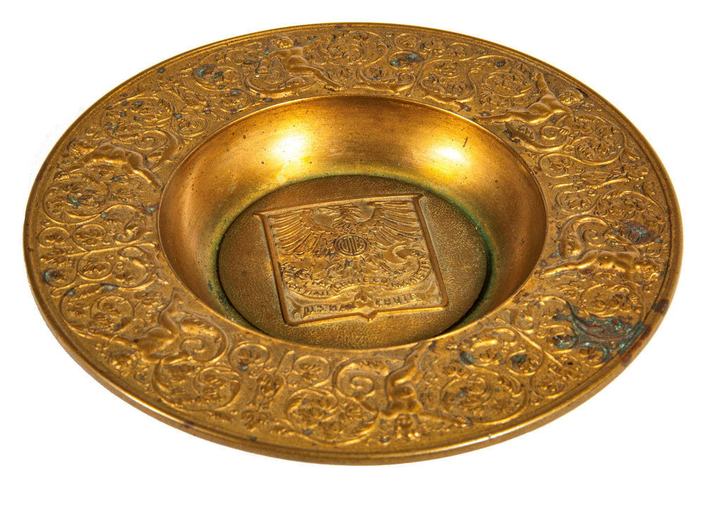 rare original gold-plated cast brass cutler mail chute company cast brass salesman  or advertising tray