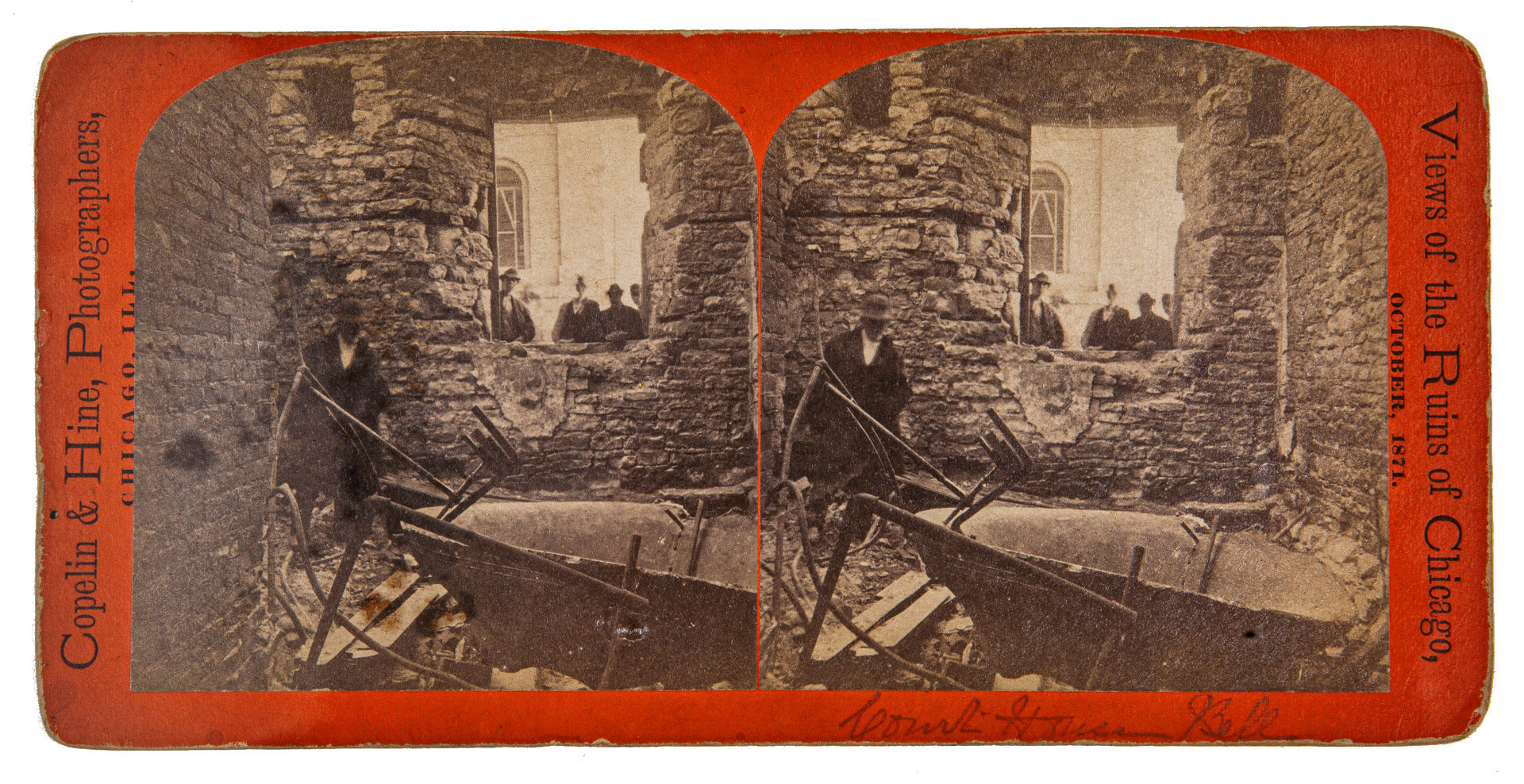 pocket-sized "souvenir" medal representing the first anniversary of the "great chicago fire" of 1871