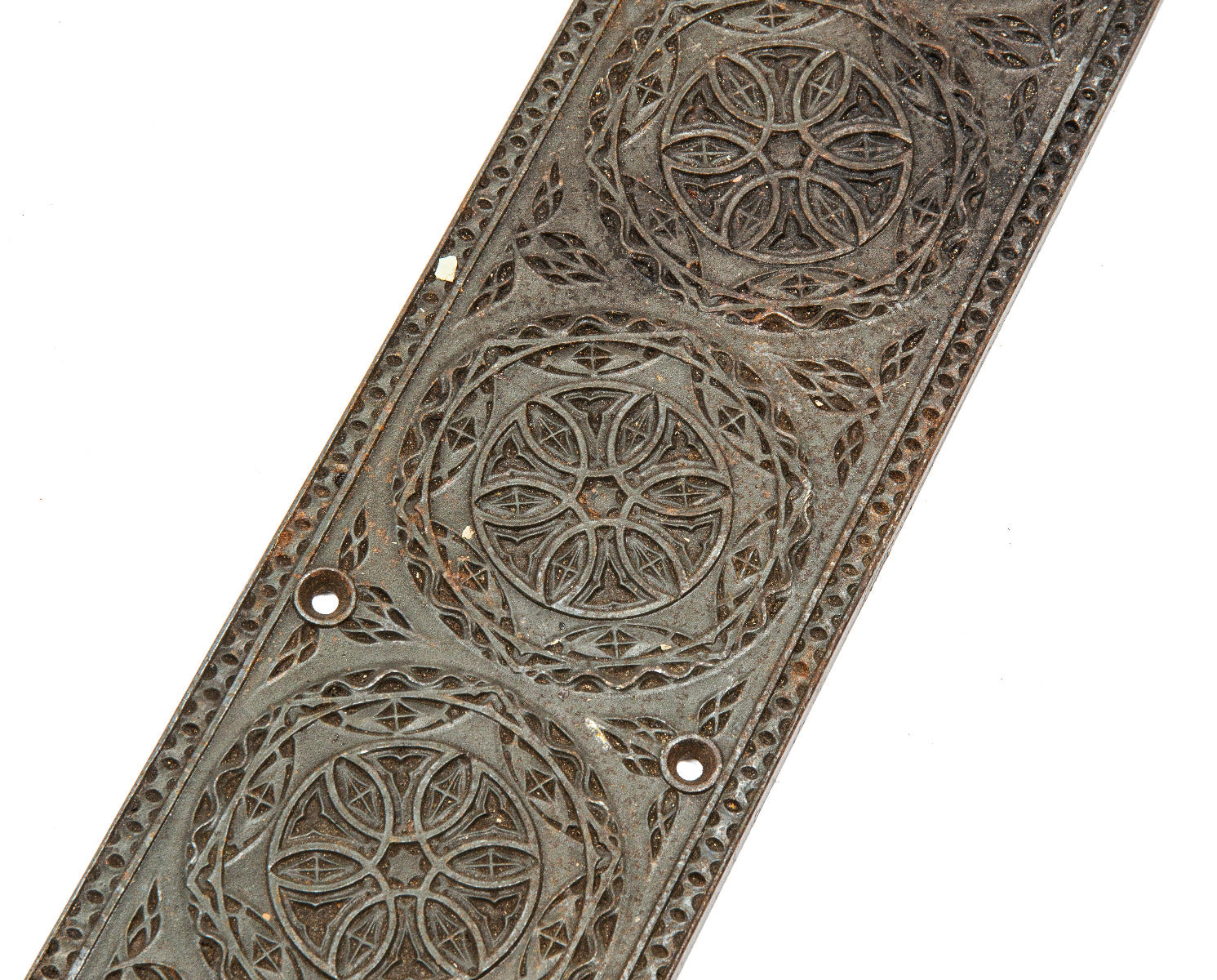 1893 louis h. sullivan-designed chicago stock exchange building interior swinging door push plate with bower-barff finish