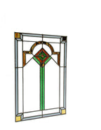 one of two 1910-15 original foster and munger "chicago style" strongly geometric prairie school art glass window