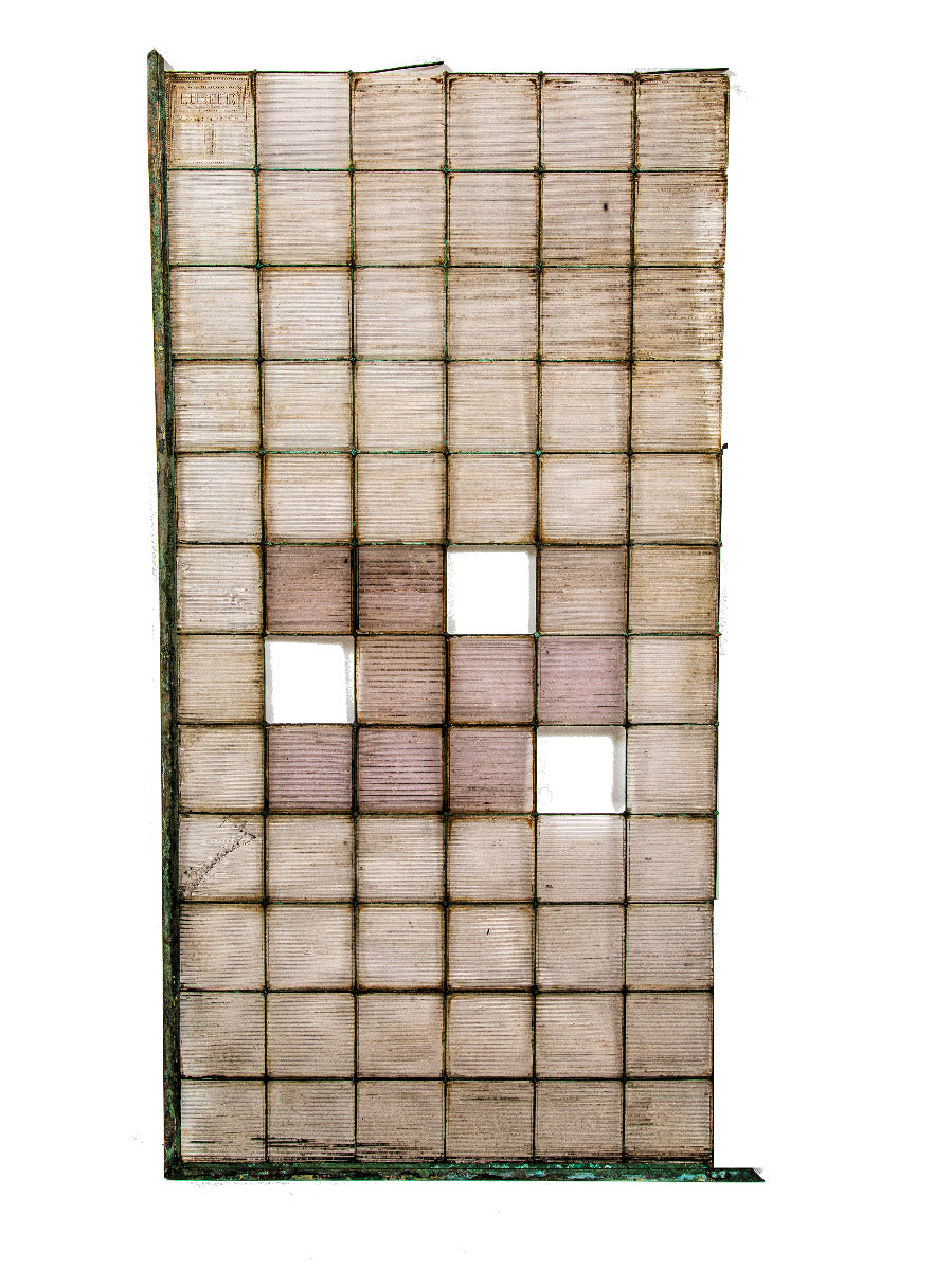 exceptionally rare 1890s early luxfer prism glass transom panel with intact frank lloyd wright-designed patent panel