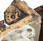 original white glazed terra cotta reliance building roofline module with intact wood sash frame and plate glass window