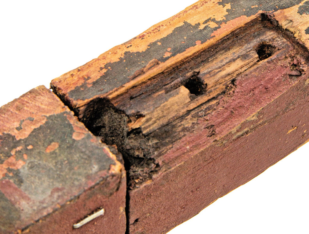 original white glazed terra cotta reliance building roofline module with intact wood sash frame and plate glass window