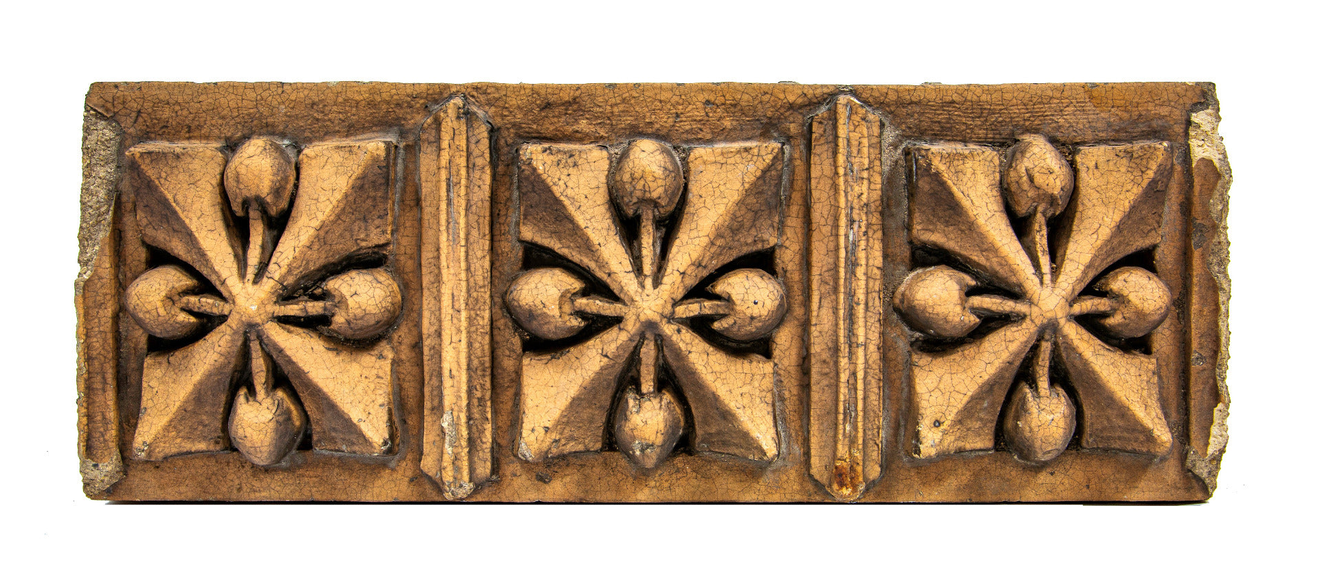 original 1936-37 oliver p. morton main builing entrance cornice banding panel terra cotta designed by george grant elmslie