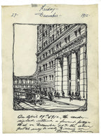 original pierce anderson notepad internal office memo sketch with notes pertaining to d.h. burnham and company's 1912 butler brothers building