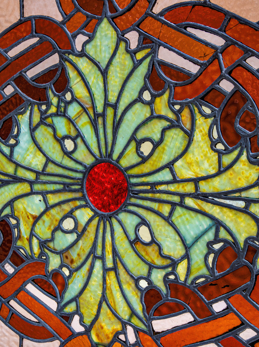 original museum-quality adler and sullivan-designed auditorium building theater stained glass skylight executed by healy and millet