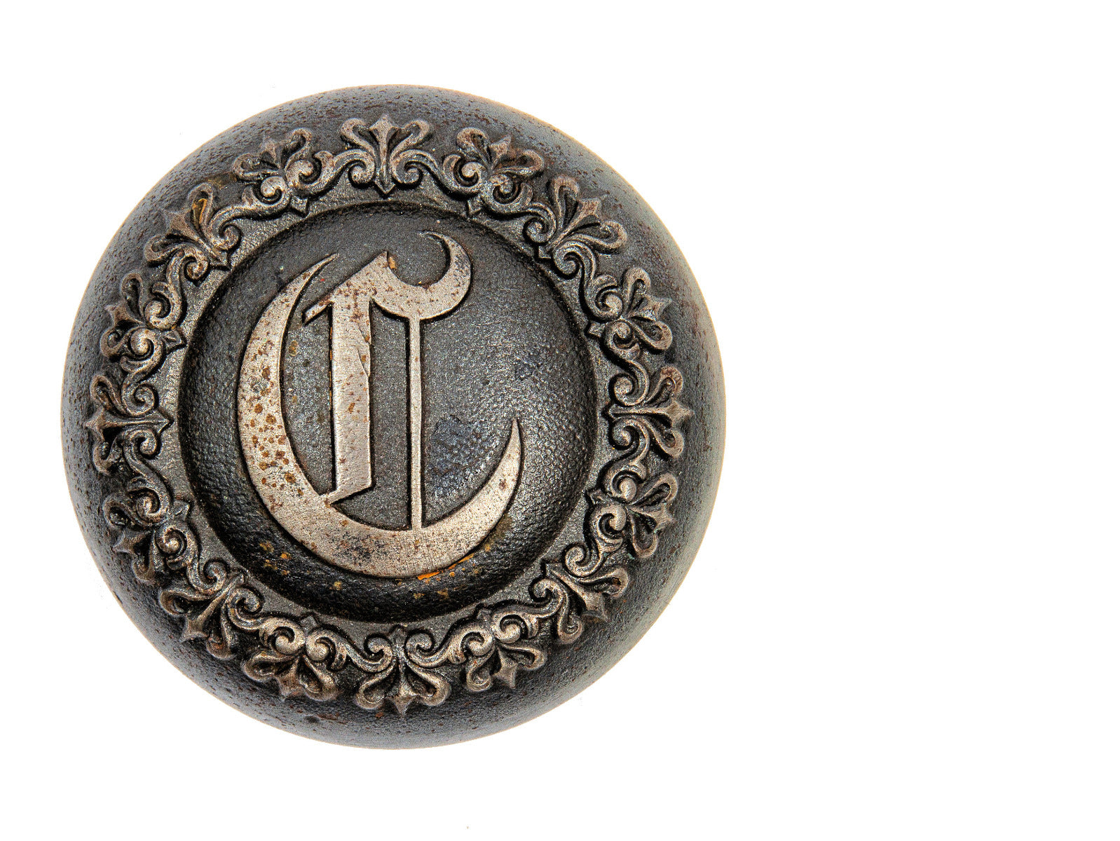 original henry ives cobb-designed cast iron chemical trust building monogrammed doorknob by yale and towne