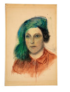 original george raab portrait of wife helen raab, owner of dawn manor and friend of frank lloof wright