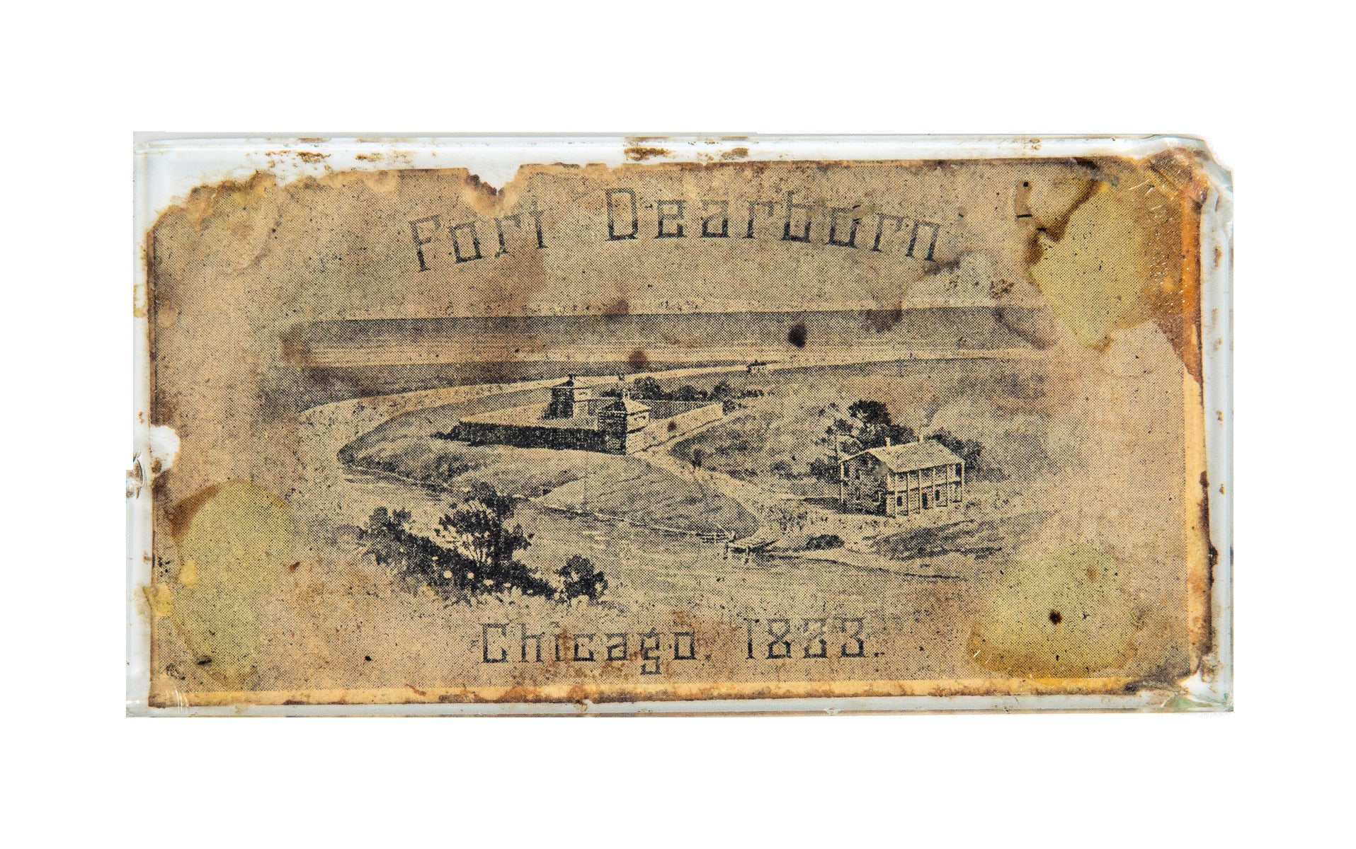 unusual 1893 chicago world's fair "chicago day" admission ticket made into paperwight