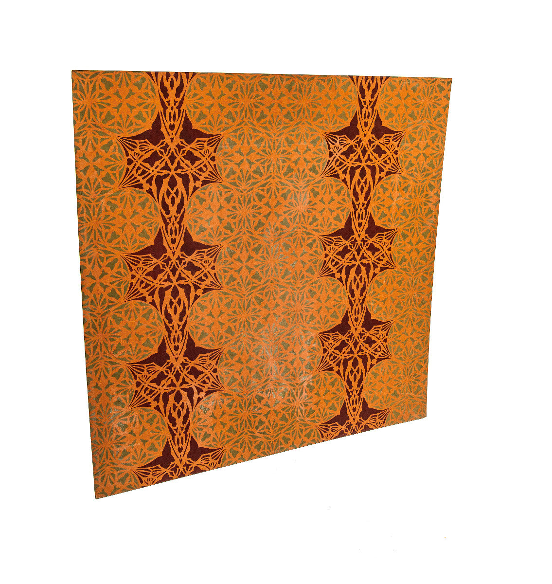 original hand-painted 1960s adler and sullivan schiller building or garrick theater test panel stencil on masonite