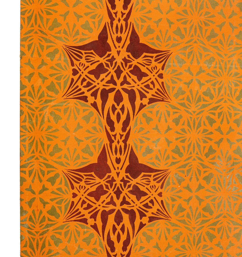 original hand-painted 1960s adler and sullivan schiller building or garrick theater test panel stencil on masonite