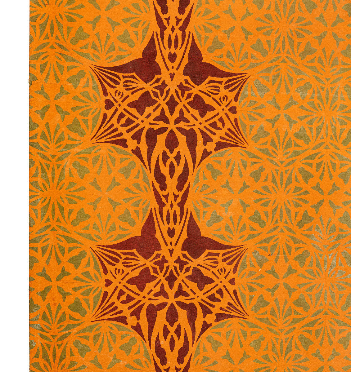 original hand-painted 1960s adler and sullivan schiller building or garrick theater test panel stencil on masonite