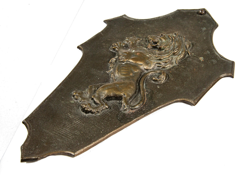 exceptionally rare late 19th or early 20th century cast bronze winslow brothers showroom salesman sample plaque with rearing lion