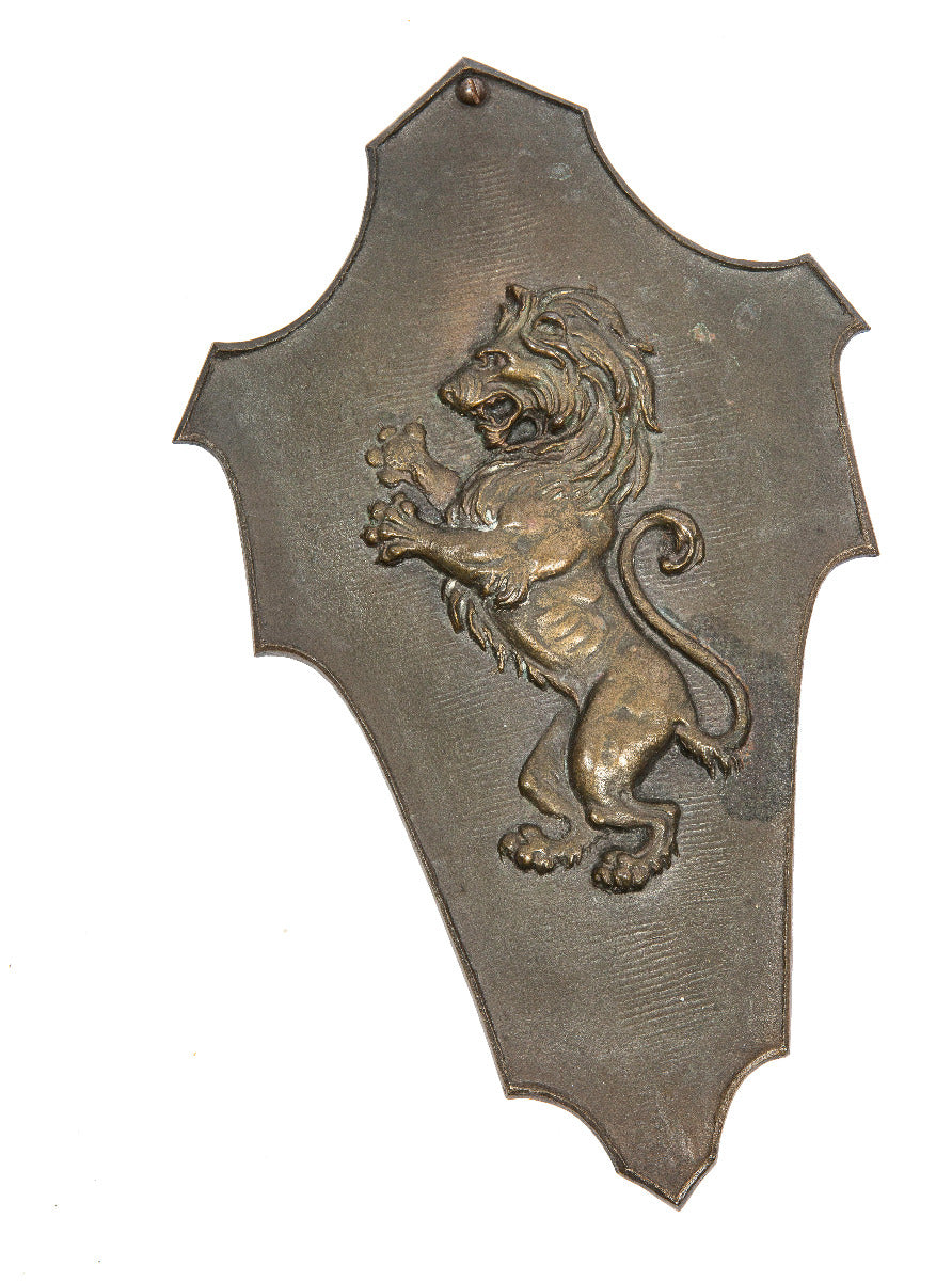 exceptionally rare late 19th or early 20th century cast bronze winslow brothers showroom salesman sample plaque with rearing lion